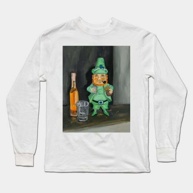 Leprechaun Art, Leprechaun artwork, St Patrick’s day decorations, st Patrick’s decor, St Patrick’s day home decor, leprechaun decorations Long Sleeve T-Shirt by YellowDotArtist